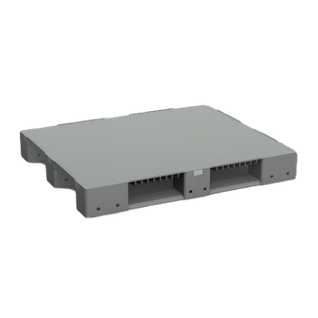 Стеллажный сплошной пластиковый поддон на трёх полозьях 1200x1000x150